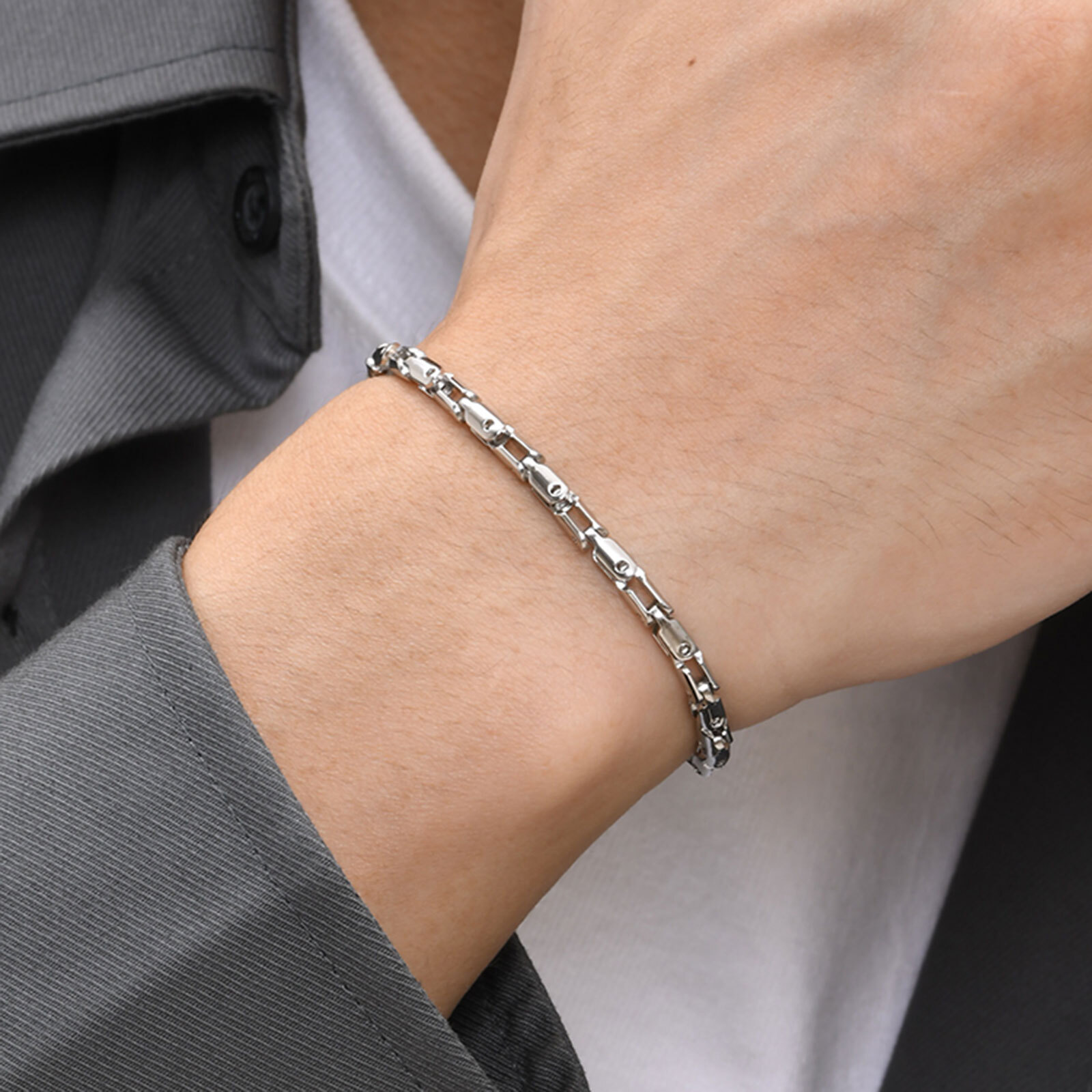 1950S Fashion Men'S - Thin Stainless Steel Chain Bracelets for