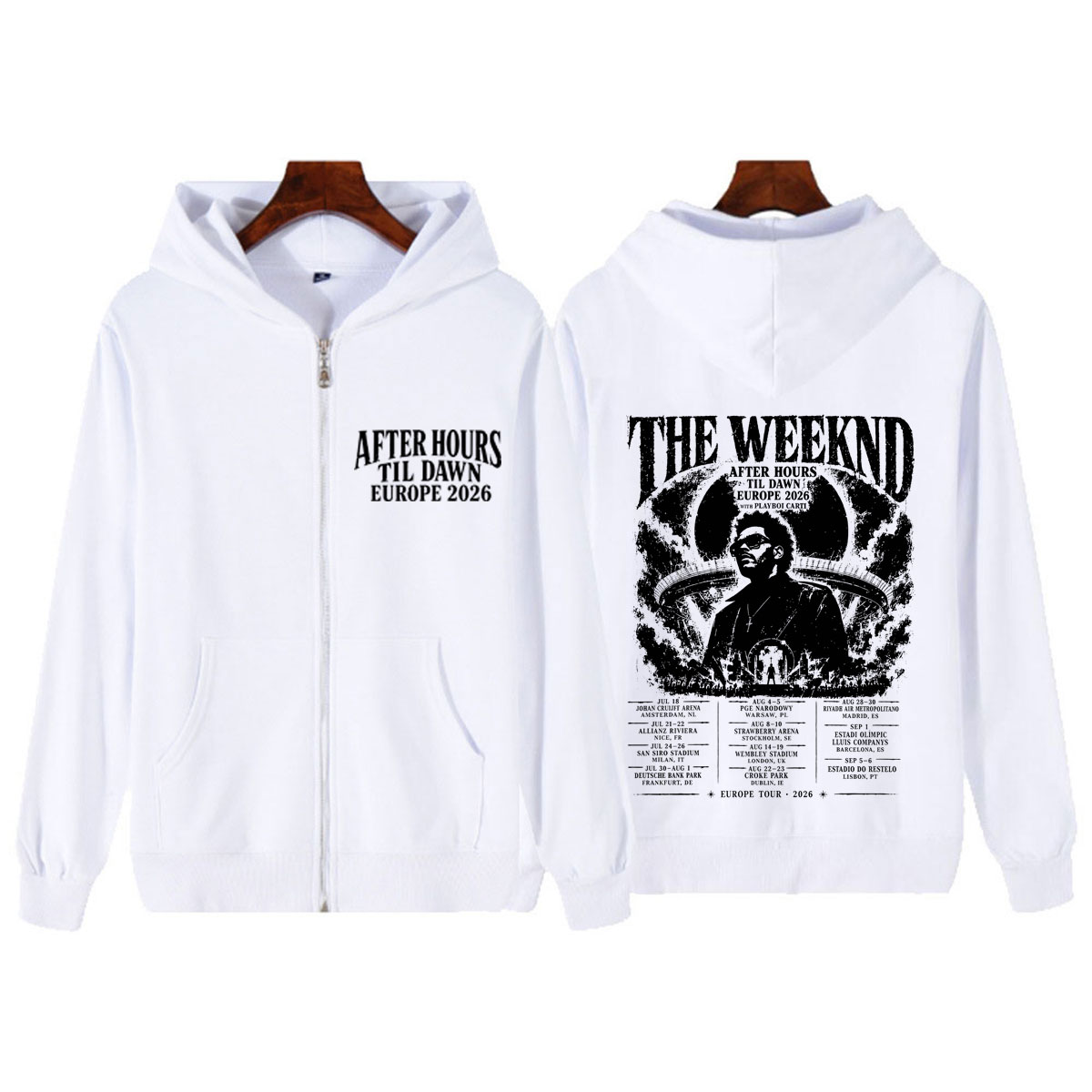 Mens Fashion Zip Up Hoodies - After Hours Til Dawn The Weeknd