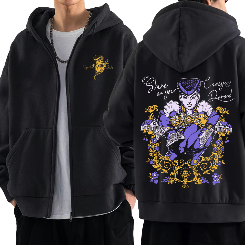 Mens Fashion Zip Up Hoodies - Anime Jojo Bizarre Adventure Zipper Hoodies