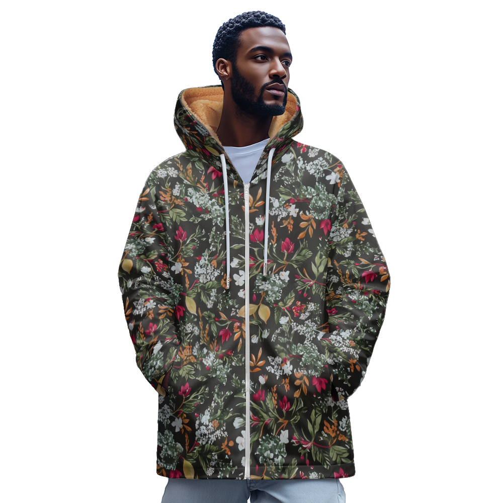 Mens Fashion Zip Up Hoodies - Luxury Flower 3D Printed Pattern Zip