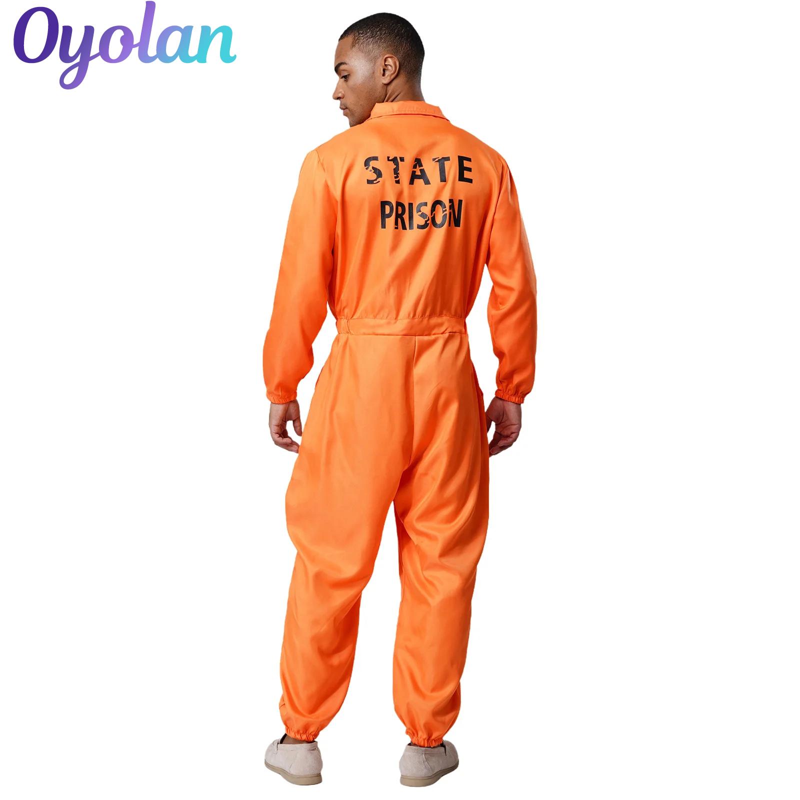 Mens Fashion Jumpsuit - Mens Womens Prisoner Convict Cosplay Costume