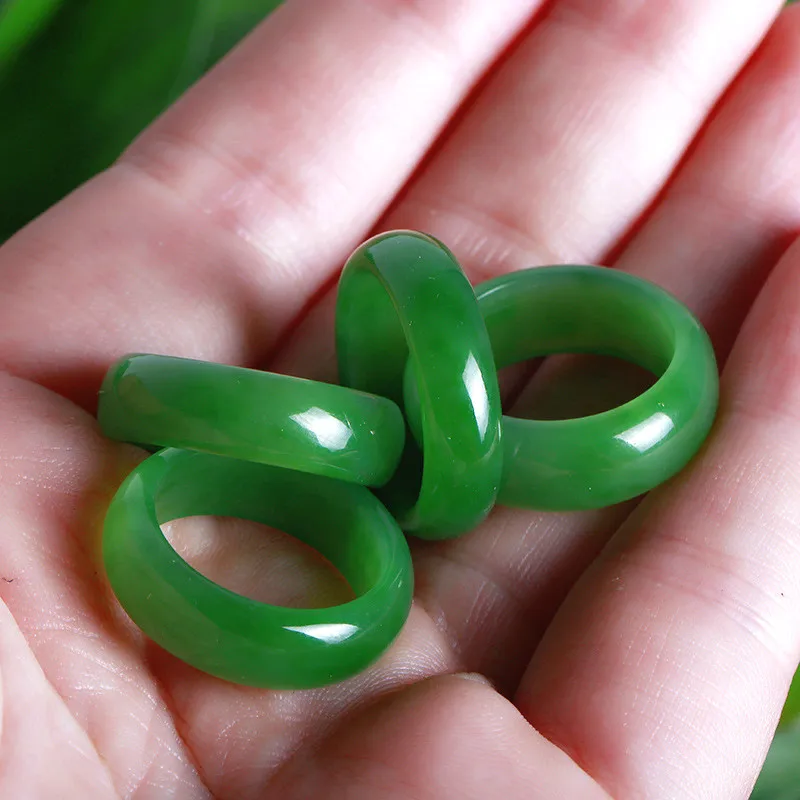 Men'S Fashion Rings - Natural Green Hetian Jade Ring Chinese