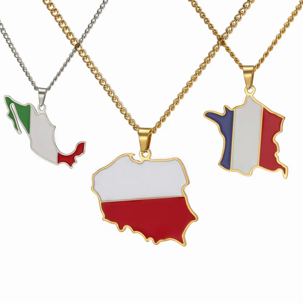 Men'S Fashion Qatar - Dreamtimes Poland France Mexico Map Pendant