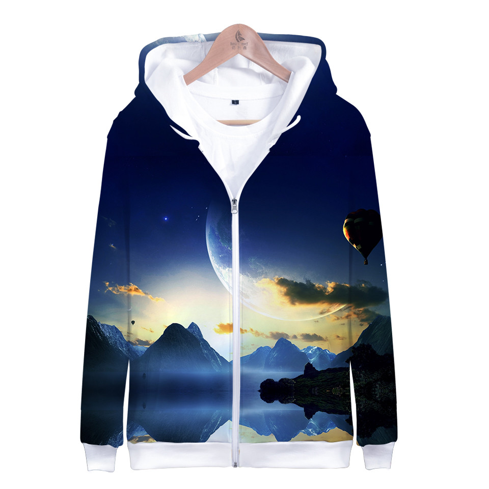 Coat Star Space Galaxy Hooded  - Mens Fashion Zip Up Hoodies 评论和价格