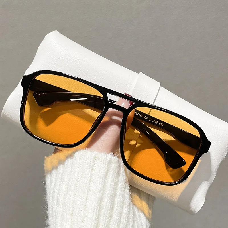 Square Double Bridges Sunglass - Men'S Fashion Glasses 评论和价格