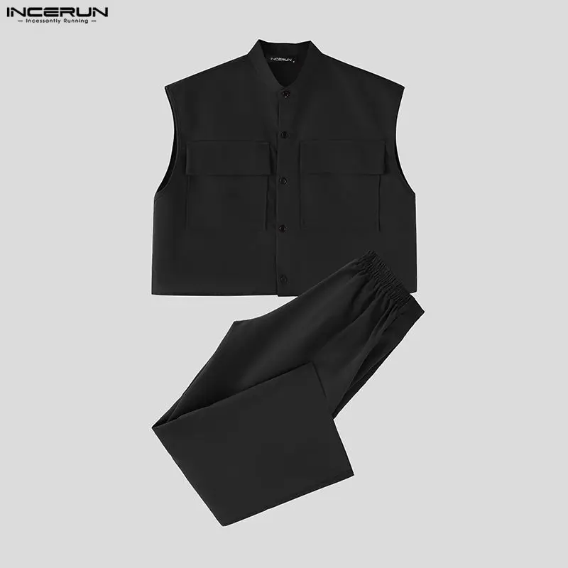 INCERUN Men Sets Solid Sleevel - Men'S Fashion 2026 评论和价格
