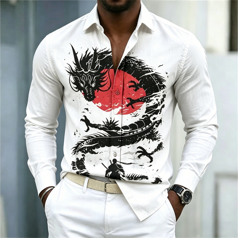 2026 New Men's Shirt White Bla - Men'S Fashion 2026 评论和价格