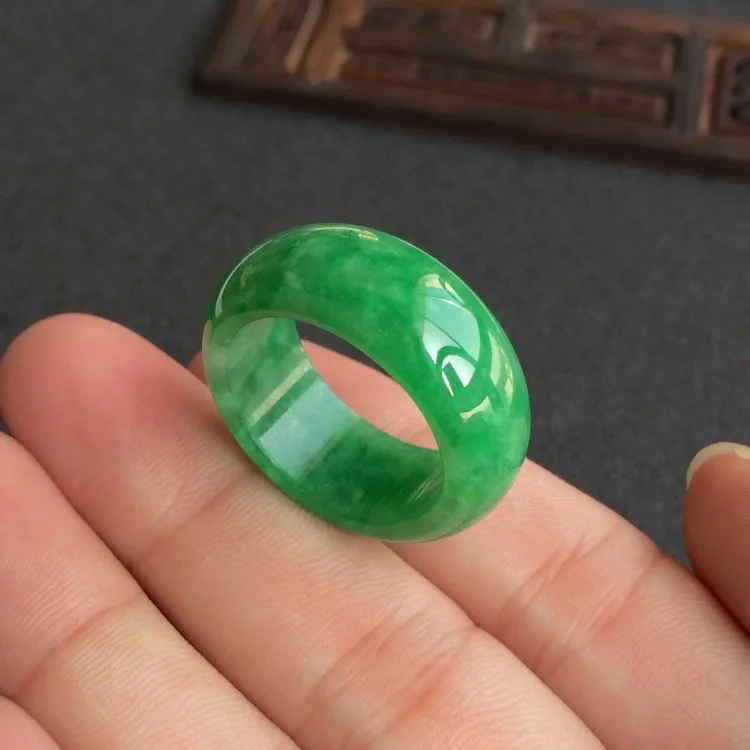 Natural Green Jade Ring Jadeit - Men'S Fashion Rings 评论和价格