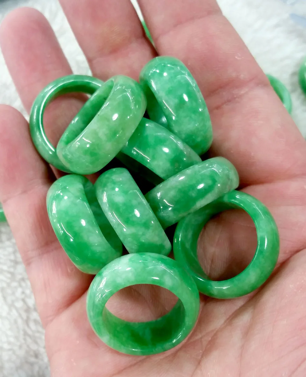 Natural Green Jade Ring Jadeit - Men'S Fashion Rings 评论和价格