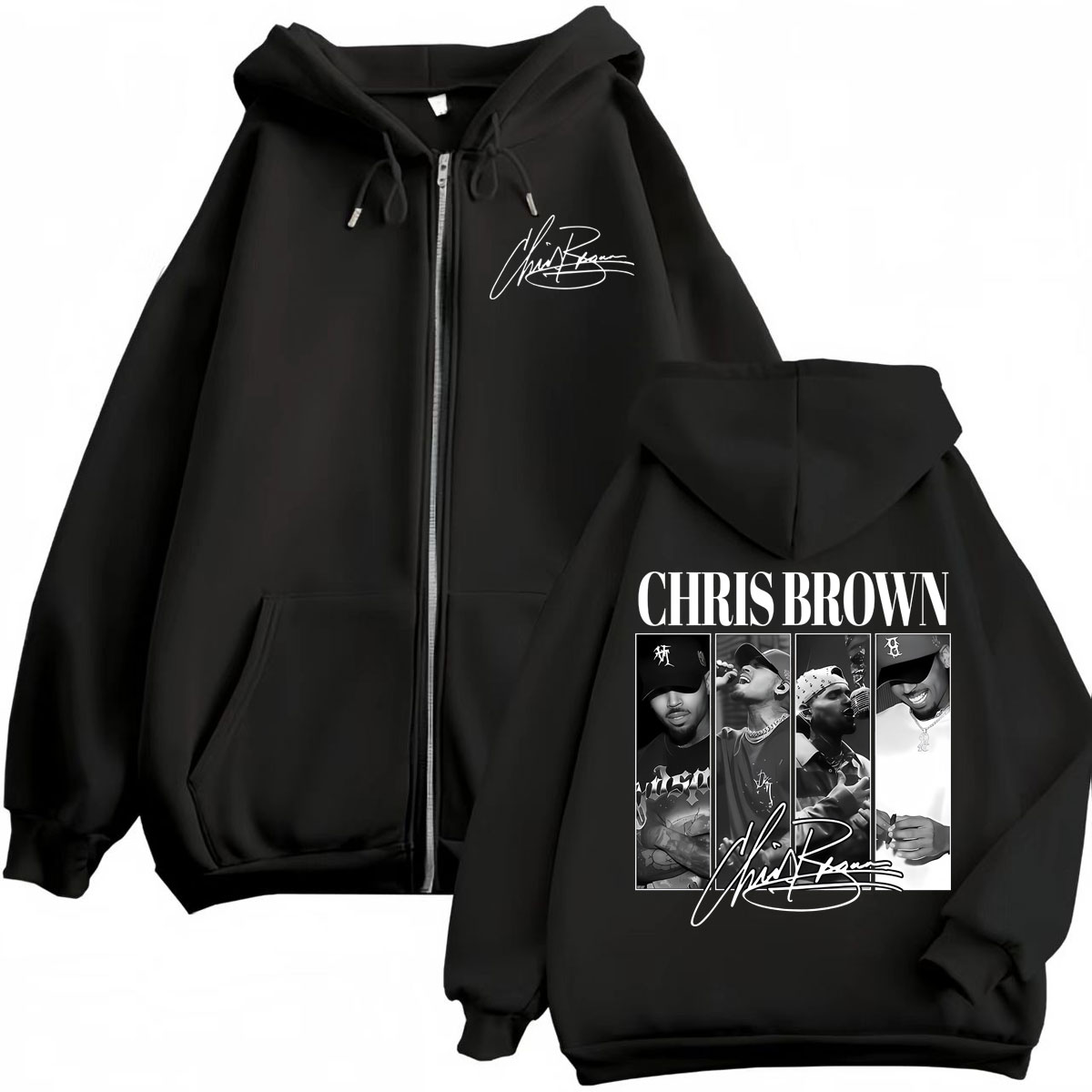 Rapper Chris Brown Graphic Zip - Mens Fashion Zip Up Hoodies 评论和价格