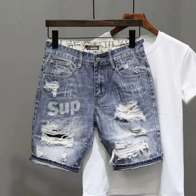 Men's Short Jeans Pants Black  - Men'S Fashion Trousers 评论和价格