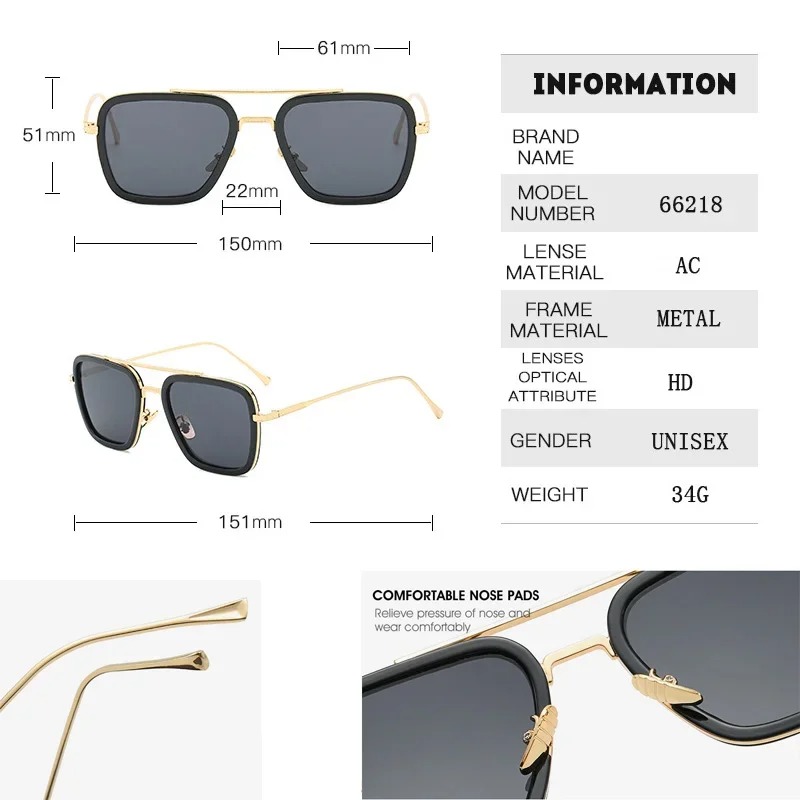 Steam Punk Tony Stark Sunglass - Men'S Fashion Glasses 评论和价格